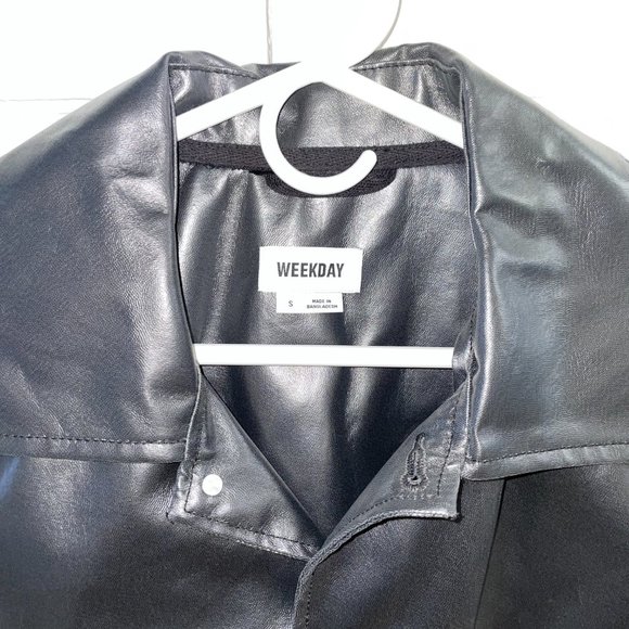 NEW Weekday bryant coated overshirt in black - Picture 6 of 8